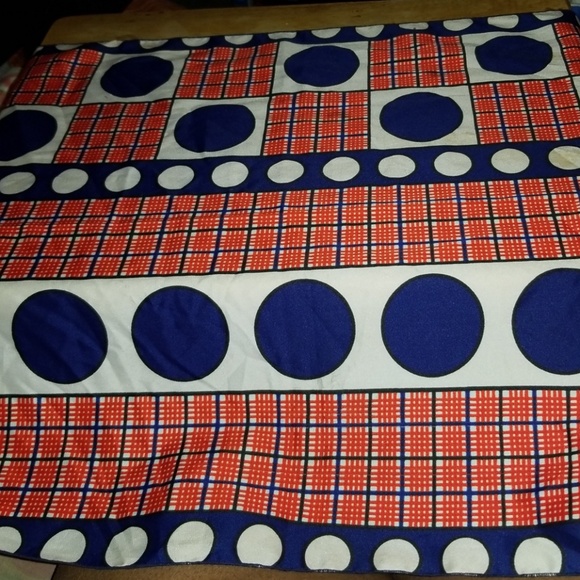 Vintage Accessories - VINTAGE RED, WHITE, BLUE SHAPES SCARF PRELOVED